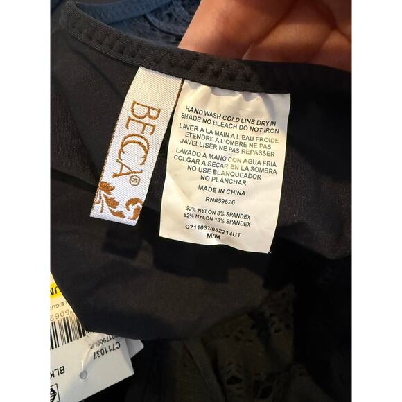 NWT BECCA Women's Black Color Play Plunge Neck One Piece Swimsuit Size M - Picture 6 of 9